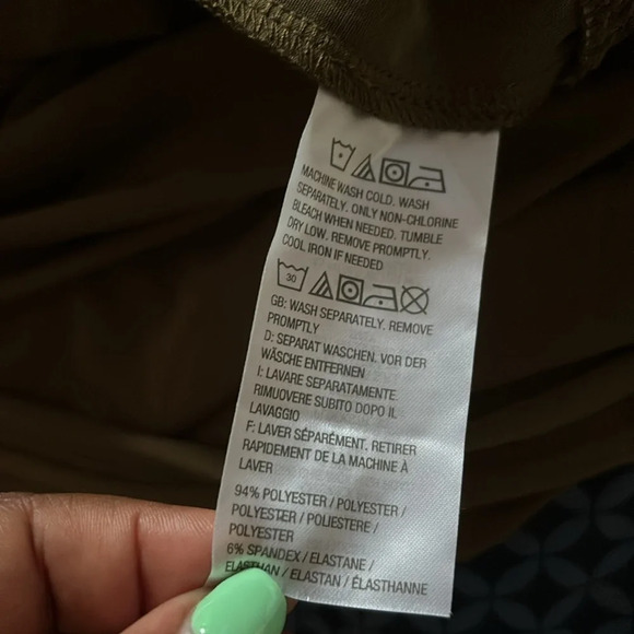 Attitudes by Renee Olive Lycra como jersey maxi Dress Sz L - Picture 5 of 12